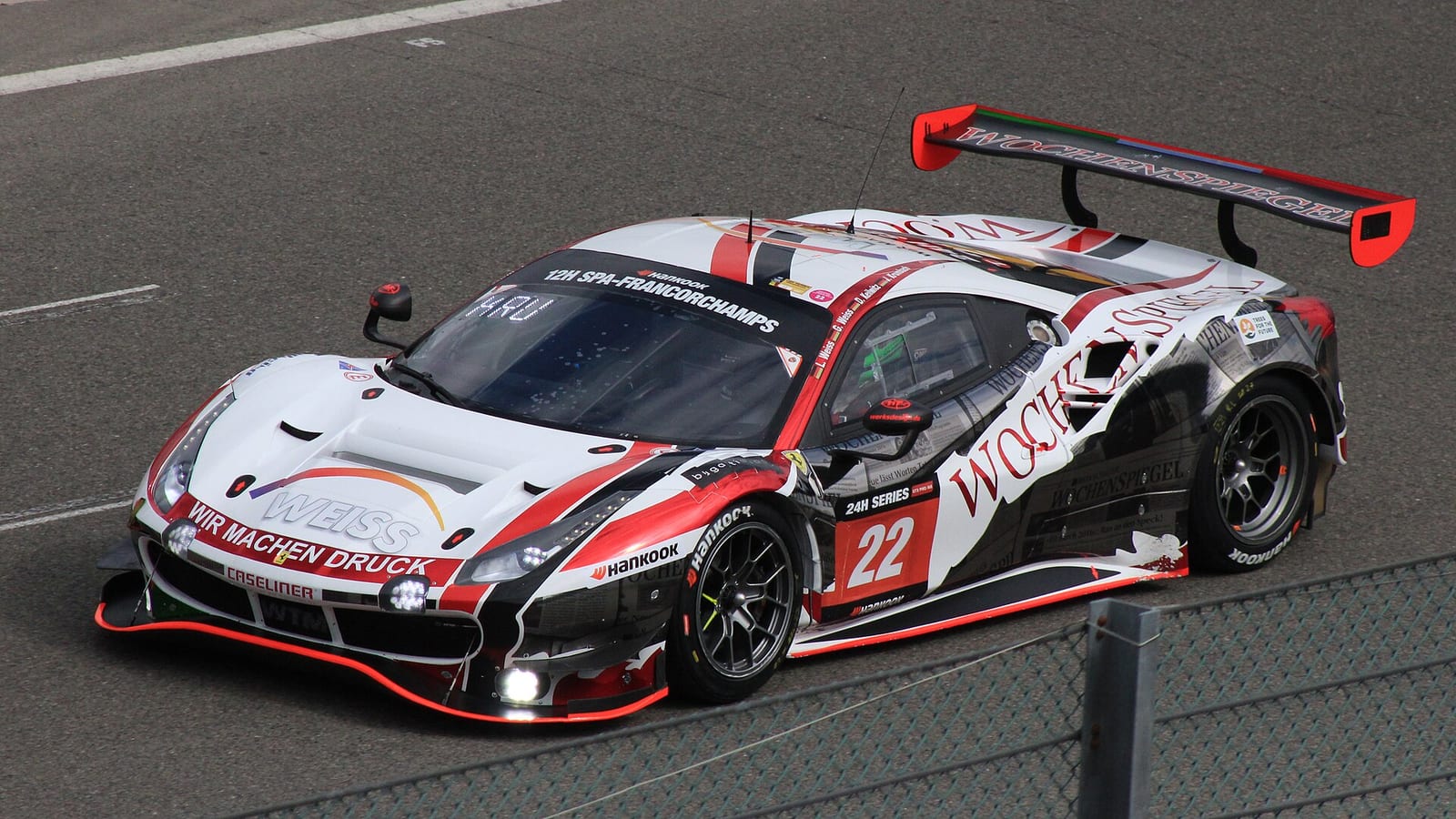 A Ferrari 488 GT3 at Spa-Francorchamps in 2022