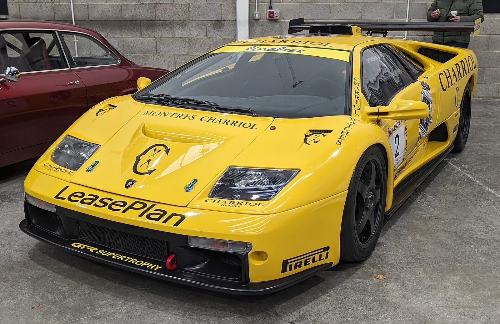 A yellow Lamborghini Diablo GTR race car
