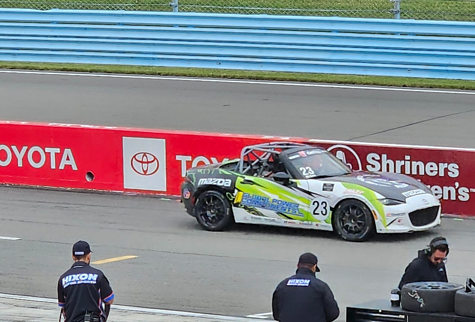 A Mazda MX-5 Cup race car on track at Watkins Glen
