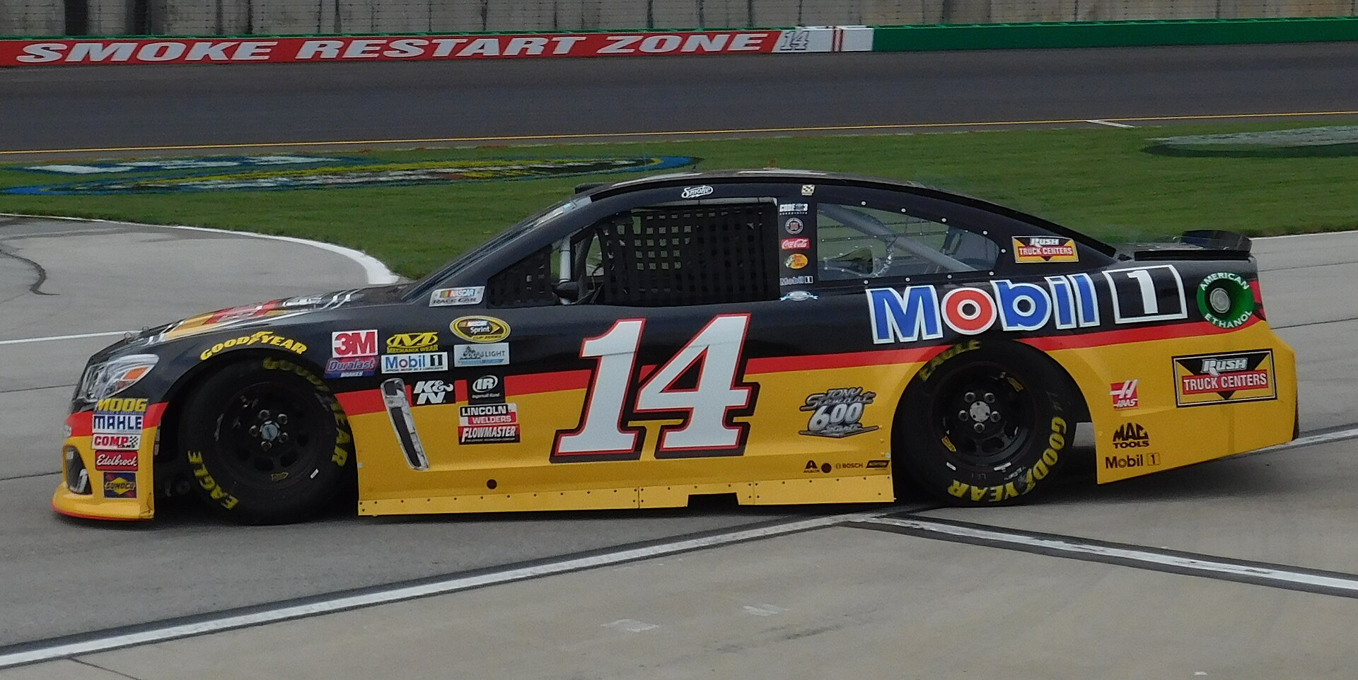 Tony Stewart's number 14 Cup car on the apron at Kentucky Speedway in 2016