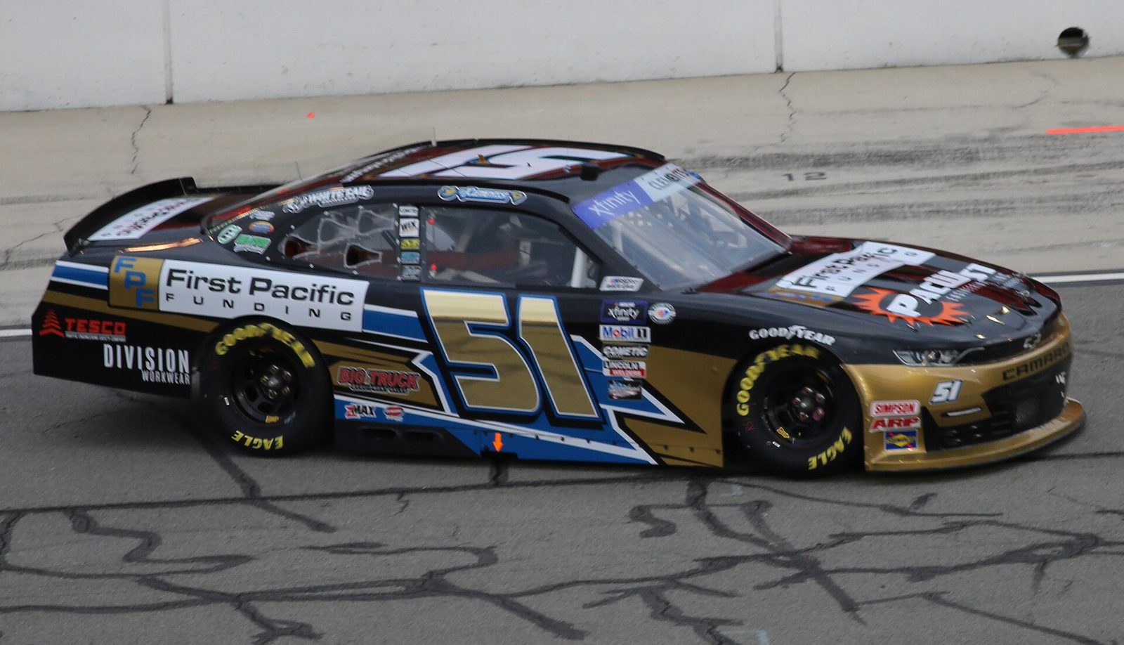 Jeremy Clements' number 51 Chevrolet in the Xfinity Series at Auto Club Speedway in 2023