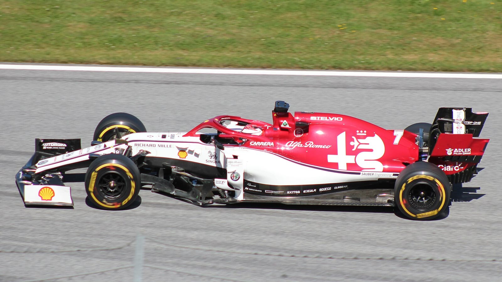 Kimi Raikkonen in the Alfa Romeo C38 at the Red Bull Ring during the 2019 Austrian Grand Prix weekend