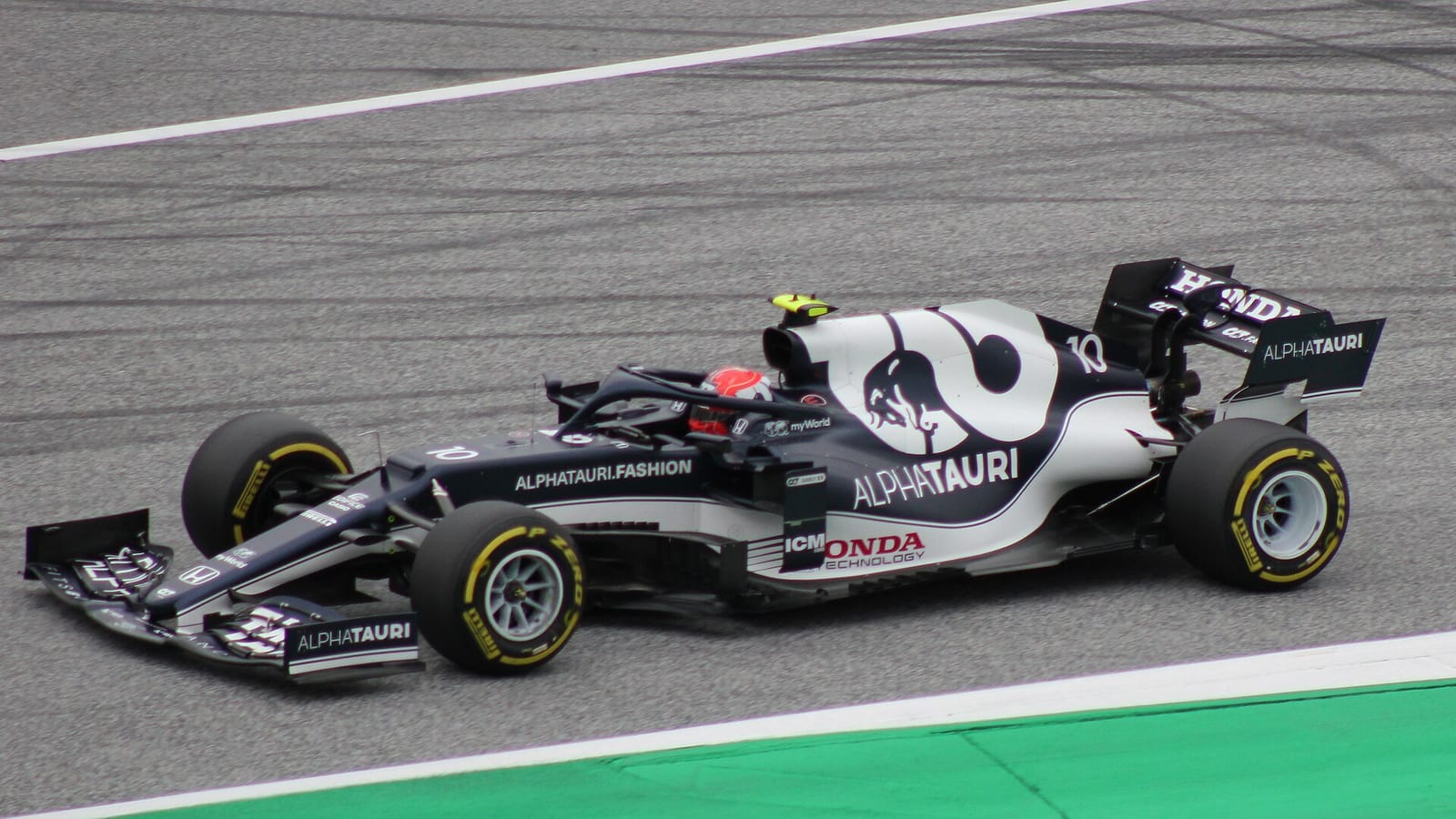 Pierre Gasly in the AlphaTauri AT02 at the Red Bull Ring during the 2021 Austrian Grand Prix weekend