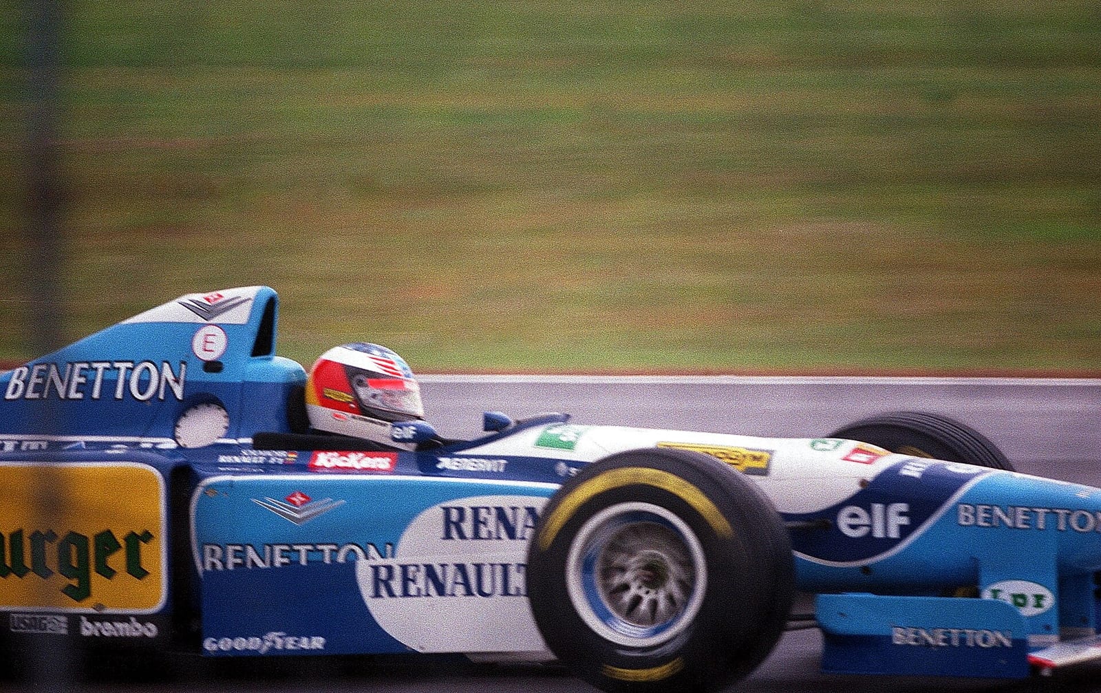 Michael Schumacher in the Benetton B195 at the 1995 British Grand Prix at Silverstone