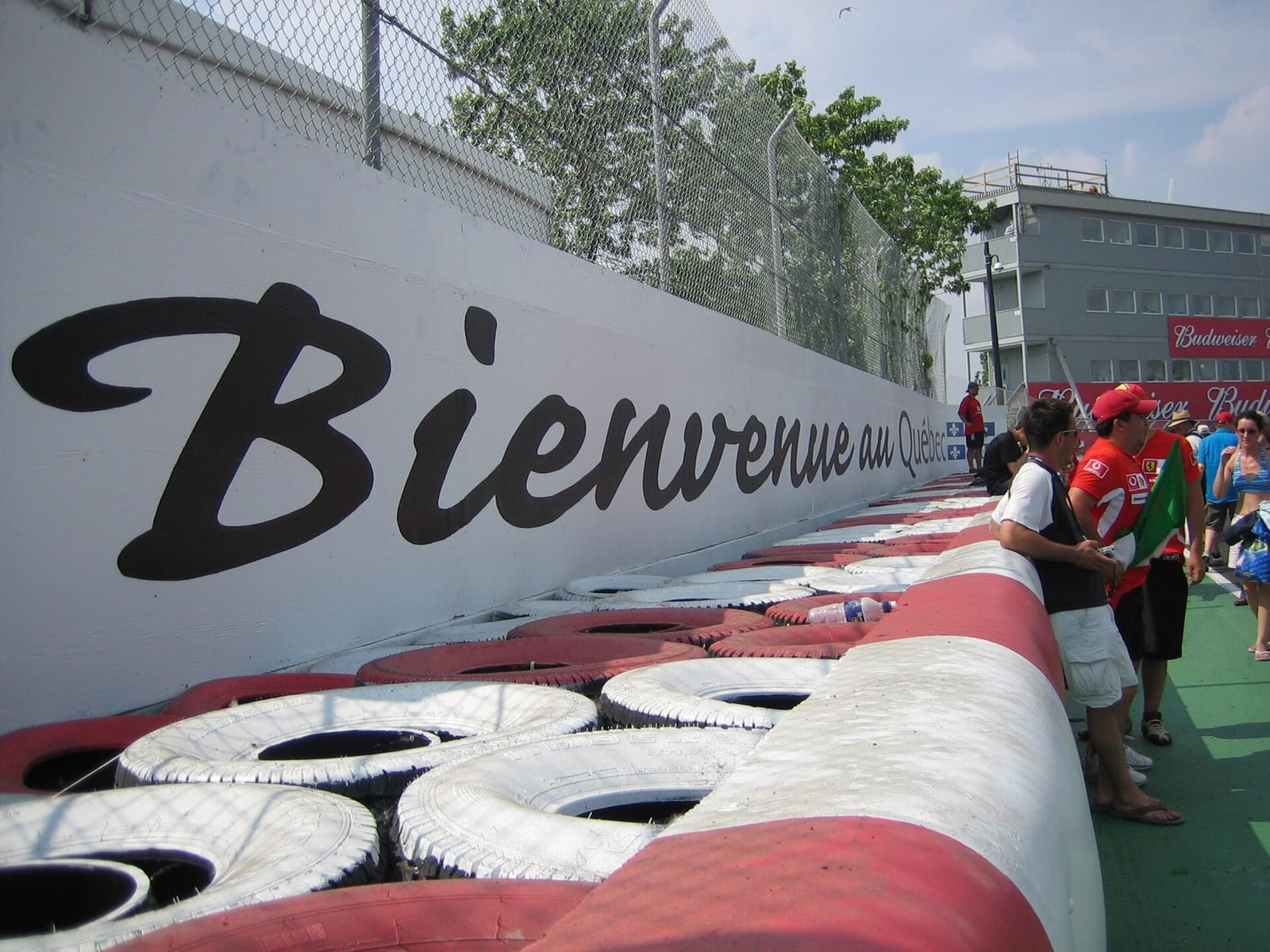 The Wall of Champions on the exit of the last chicane of the Circuit Gilles Villeneuve