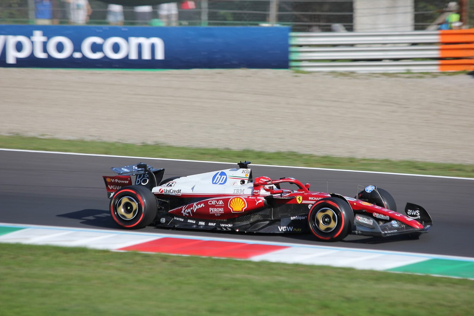 Charles Leclerc in the Ferrari SF-25 during qualifying for the 2025 Italian Grand Prix at Monza