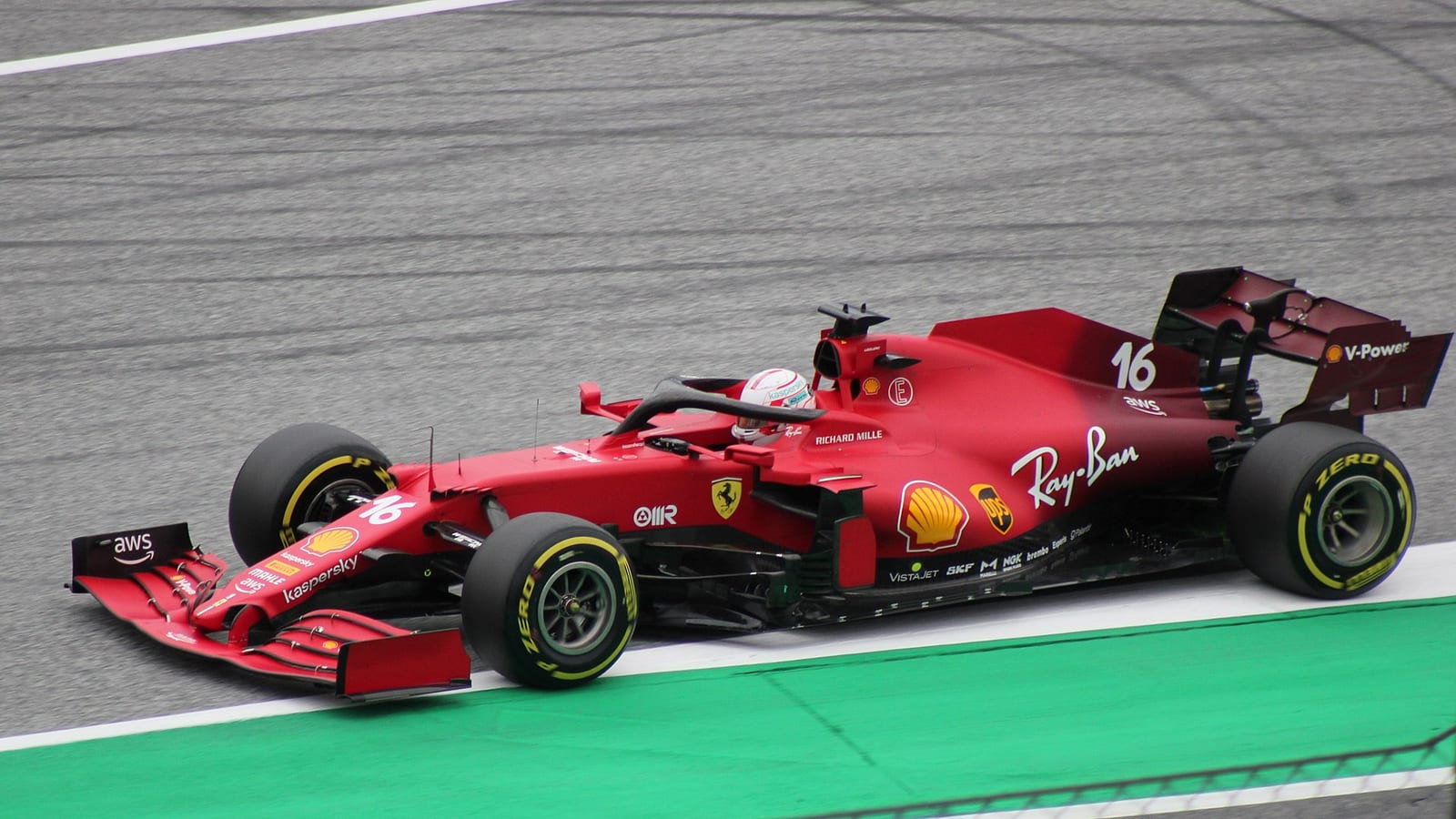 Charles Leclerc in the Ferrari SF21 at the Red Bull Ring in 2021