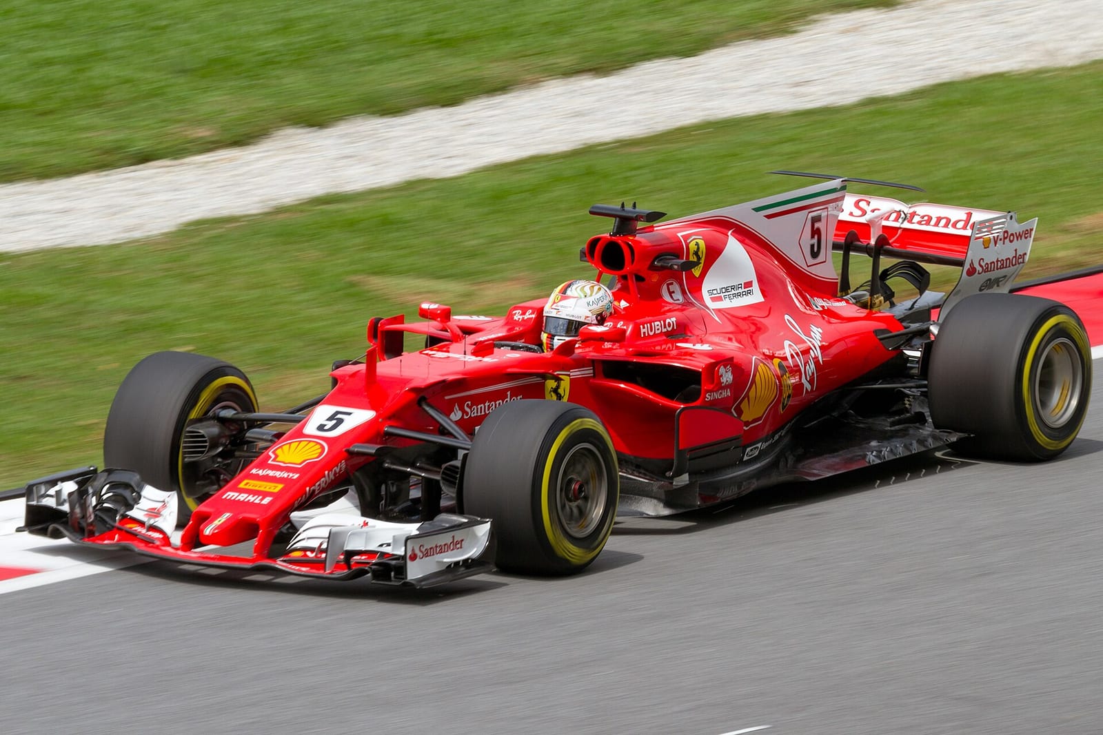 Sebastian Vettel in the Ferrari SF70H during second practice for the 2017 Malaysian Grand Prix