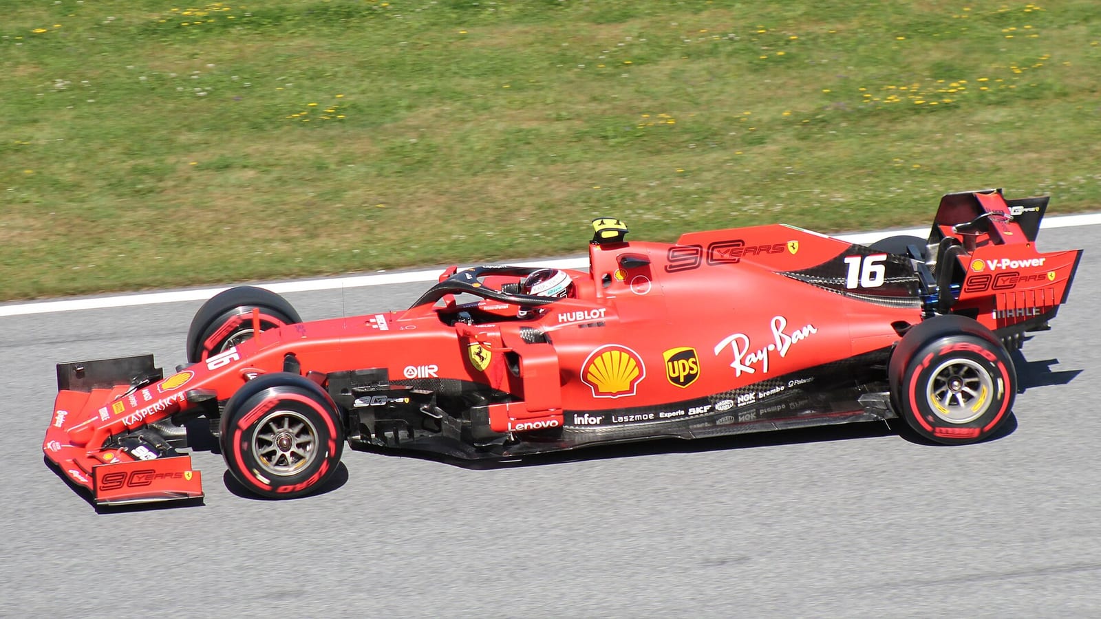 Charles Leclerc in the Ferrari SF90 at the Red Bull Ring during the 2019 Austrian Grand Prix weekend