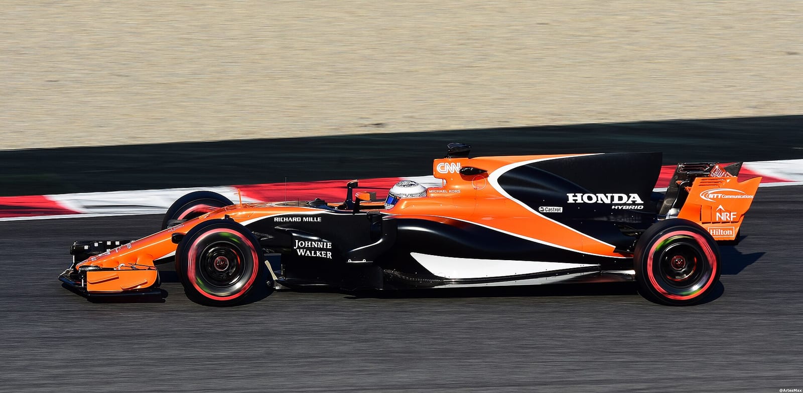 Fernando Alonso in the McLaren MCL32 on track during 2017 pre-season testing in Barcelona