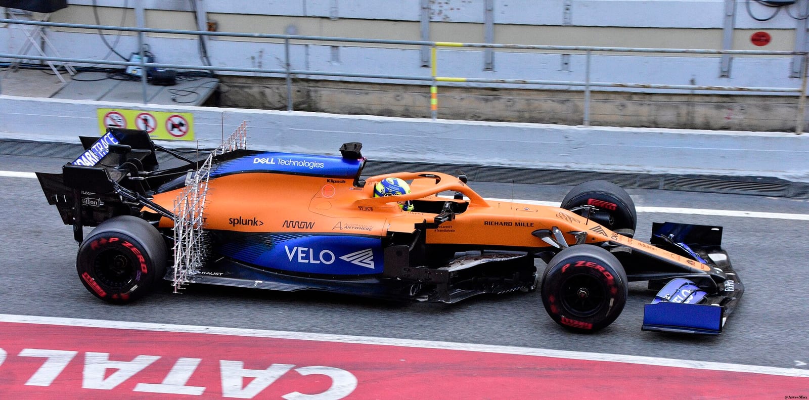 Lando Norris in the McLaren MCL35 during 2020 testing in Barcelona