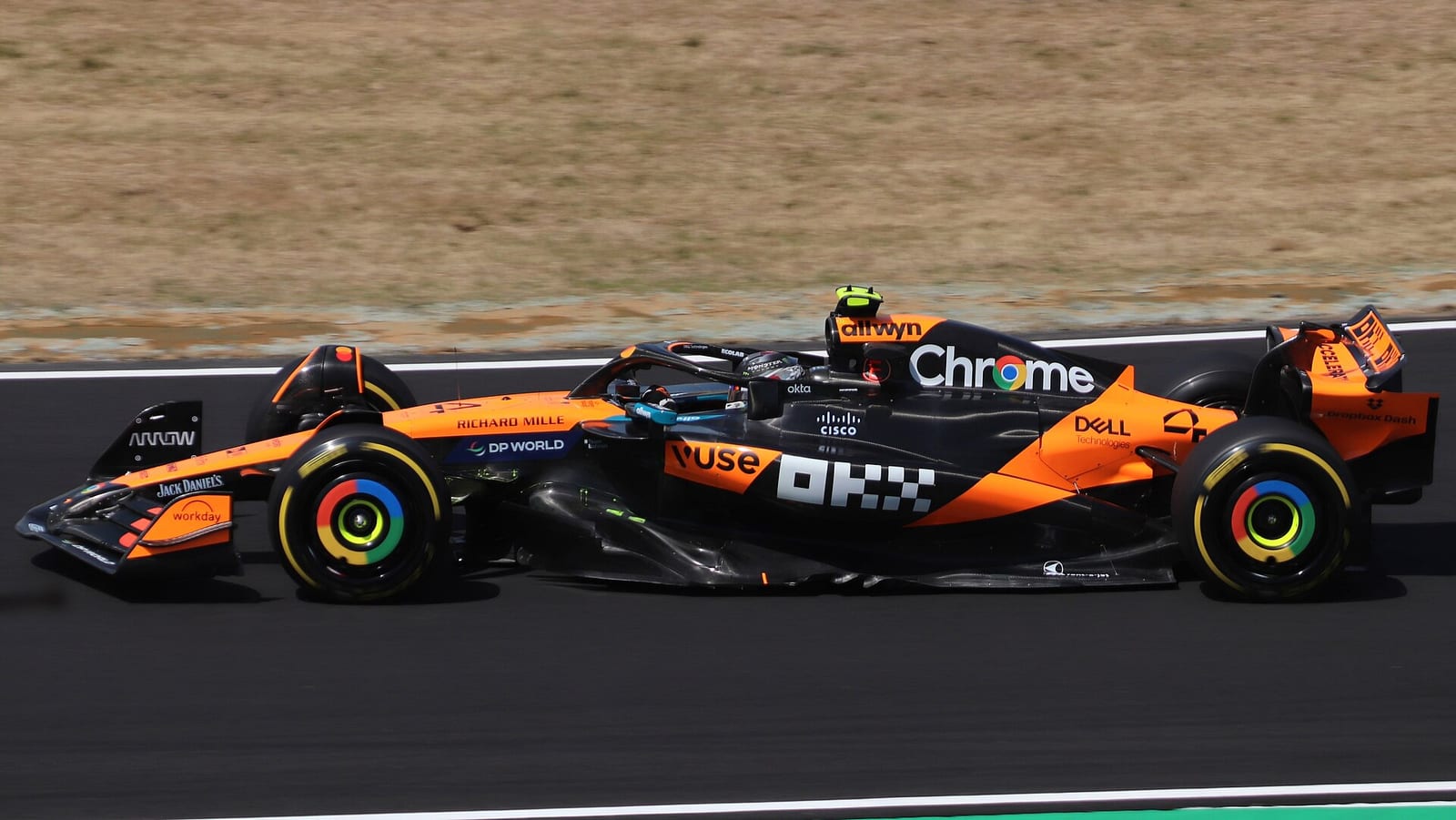 Lando Norris driving the 2025 McLaren MCL39 during practice for the Japanese Grand Prix at Suzuka