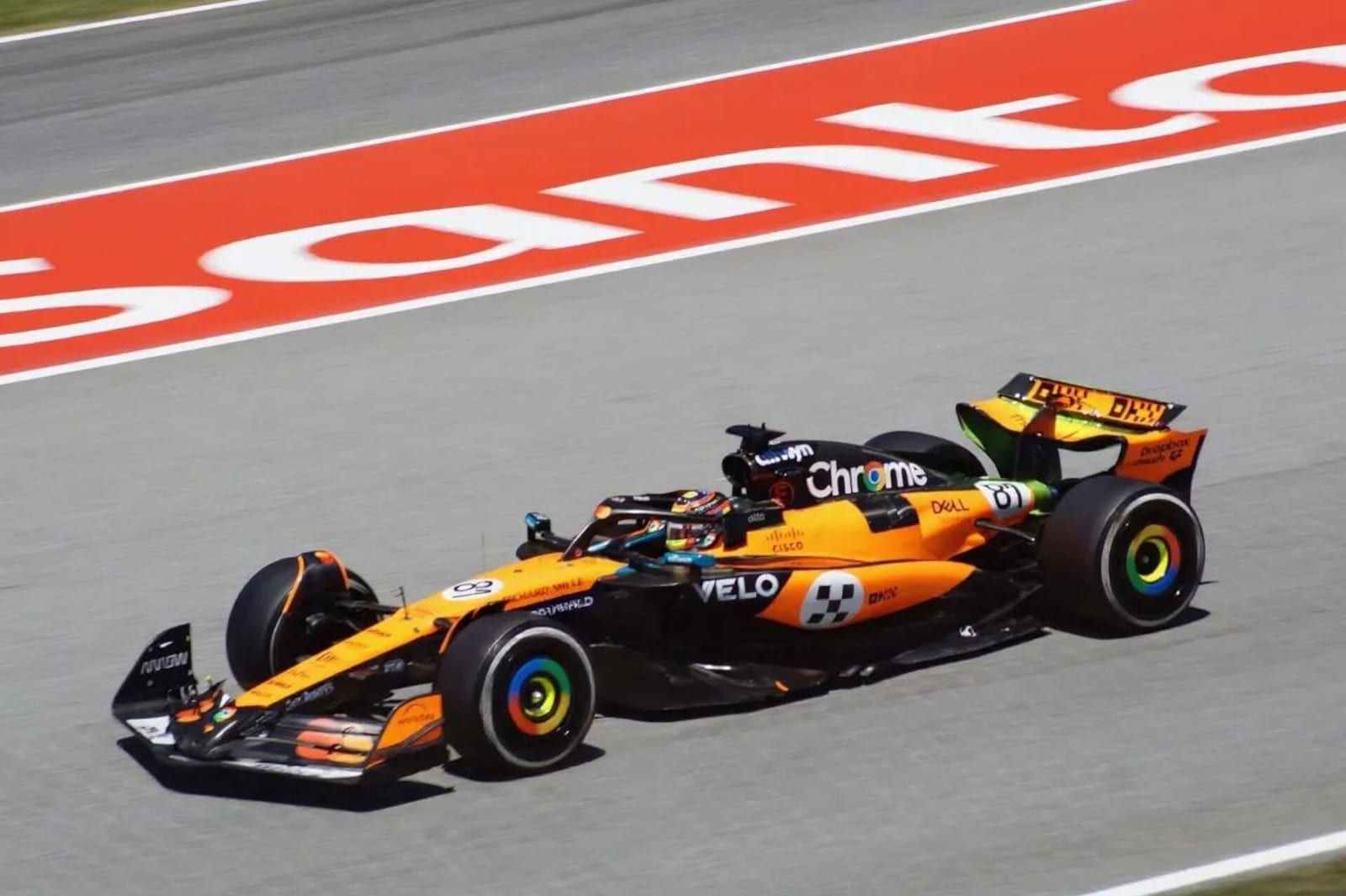 Oscar Piastri in the papaya McLaren MCL39 number 81 at the Circuit de Barcelona-Catalunya during the 2025 Spanish Grand Prix weekend