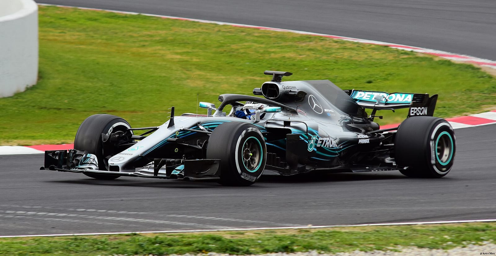 Valtteri Bottas in the Mercedes W09 during 2018 testing in Barcelona