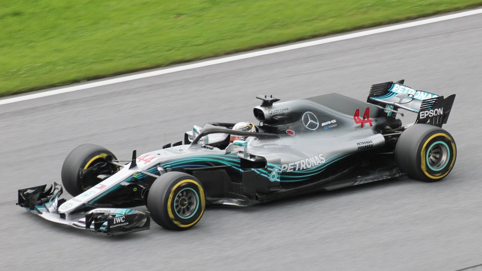 Lewis Hamilton in the Mercedes W09 at the Red Bull Ring in 2018