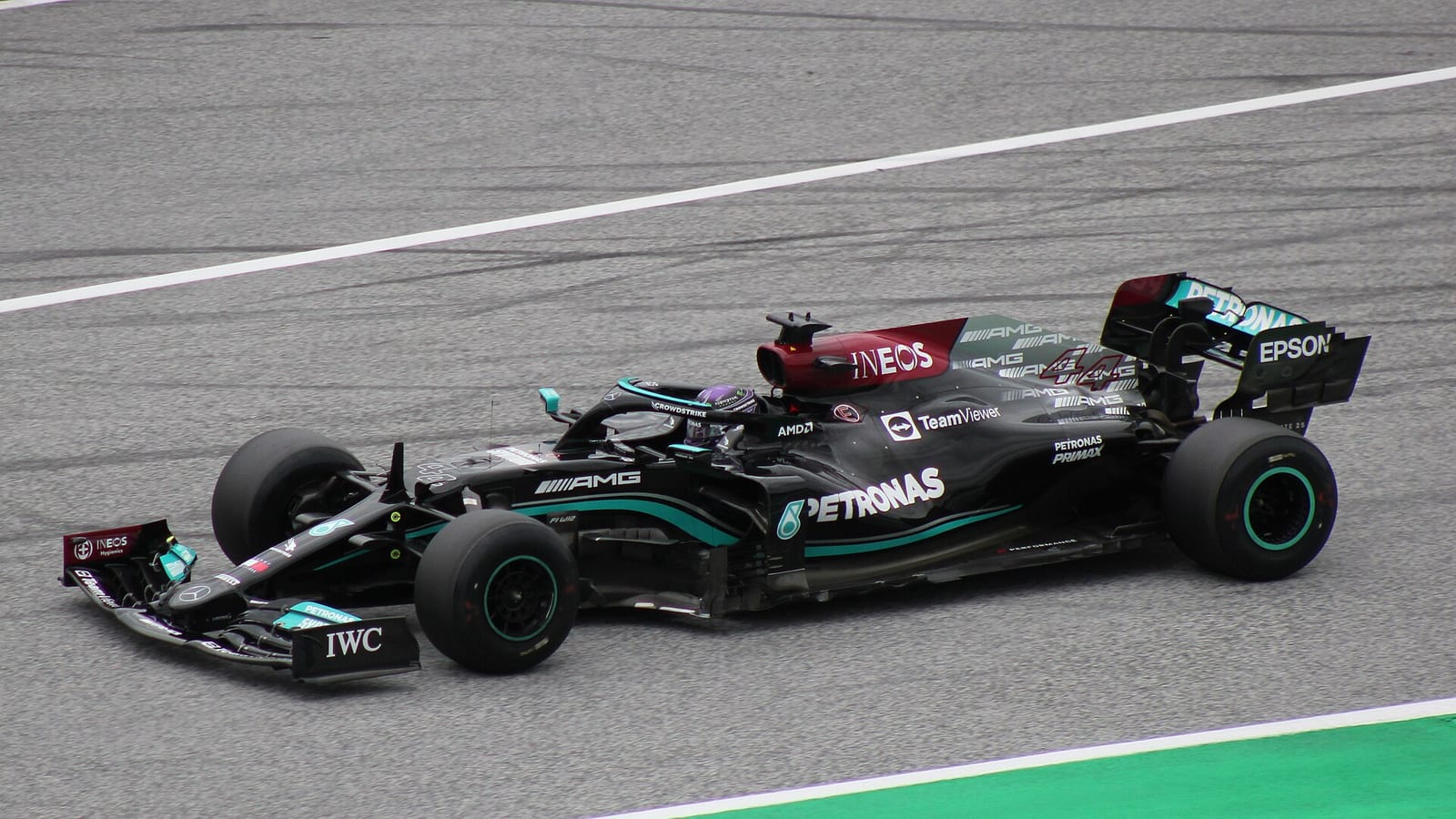 Lewis Hamilton in the Mercedes W12 at the Red Bull Ring during the 2021 Austrian Grand Prix weekend