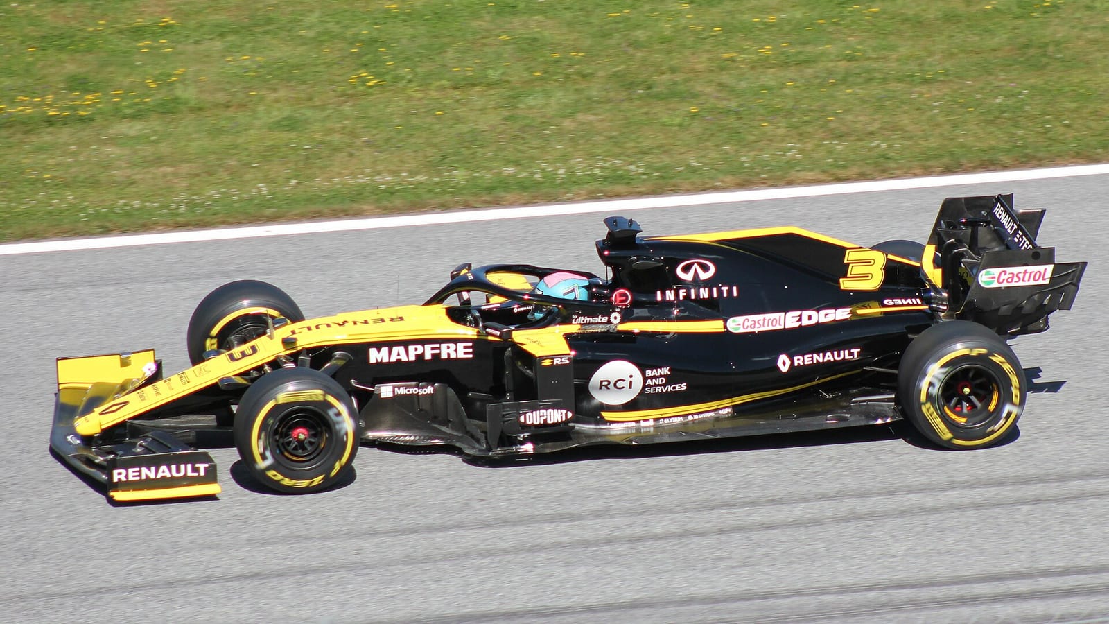 Daniel Ricciardo in the Renault R.S.19 at the Red Bull Ring during the 2019 Austrian Grand Prix weekend