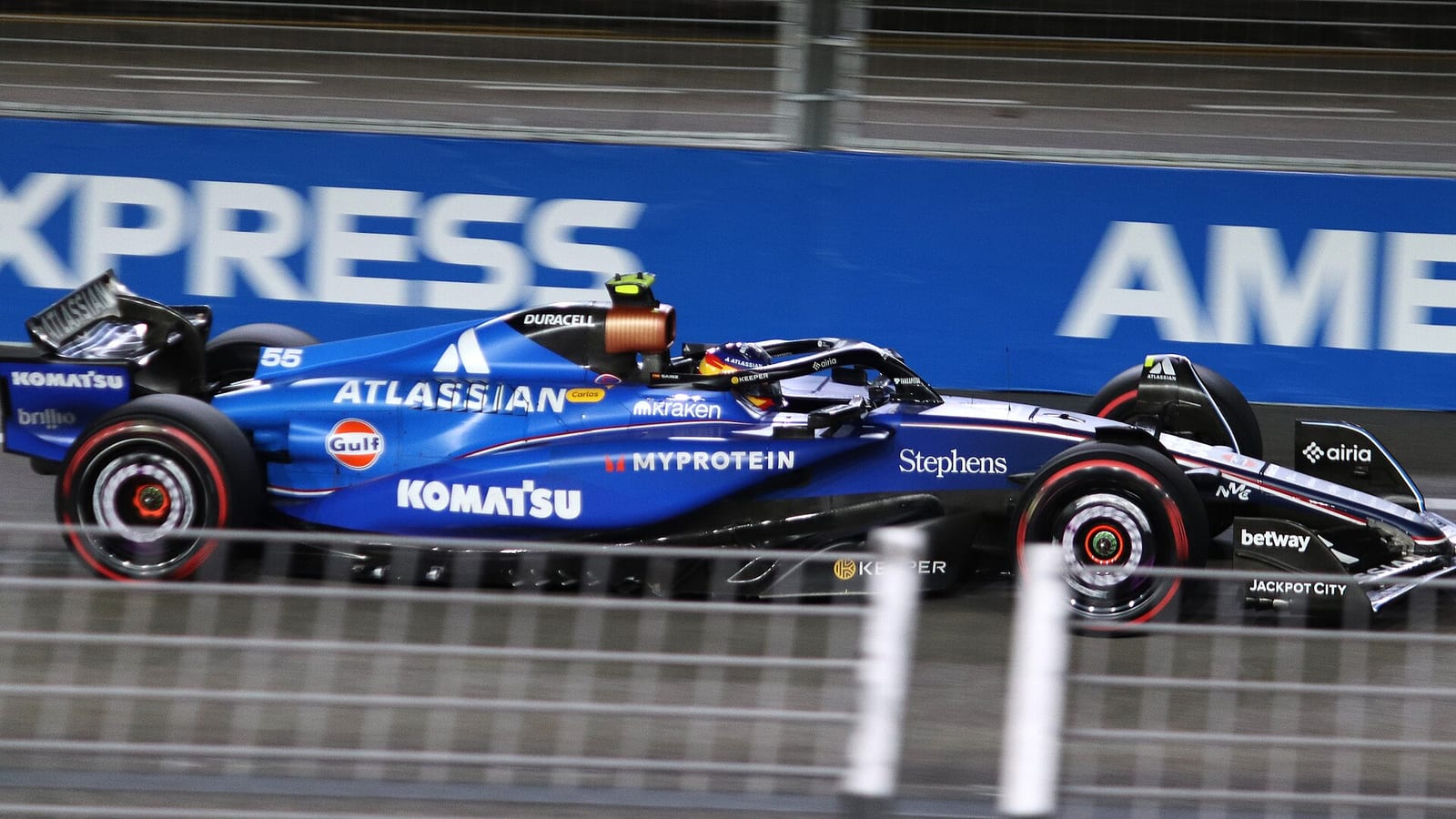 Carlos Sainz in the Williams FW47 during second practice for the 2025 Singapore Grand Prix