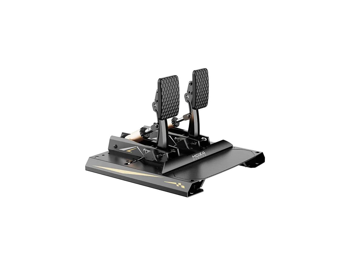 MOZA CRP2 load cell pedals, throttle and brake on their base plate