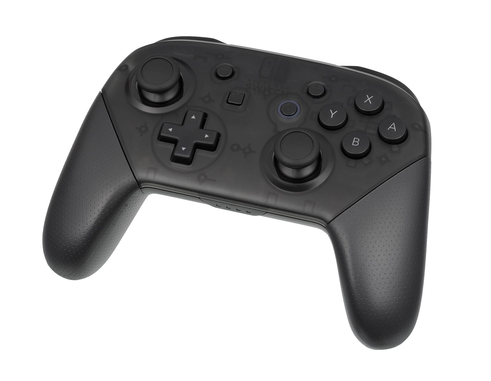 Black Nintendo Switch Pro Controller seen from above