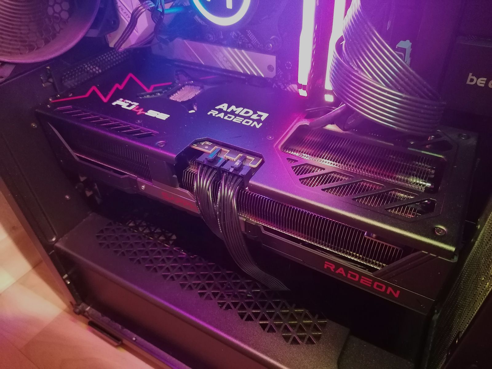 A Sapphire Pulse Radeon RX 9070 XT installed in a PC case