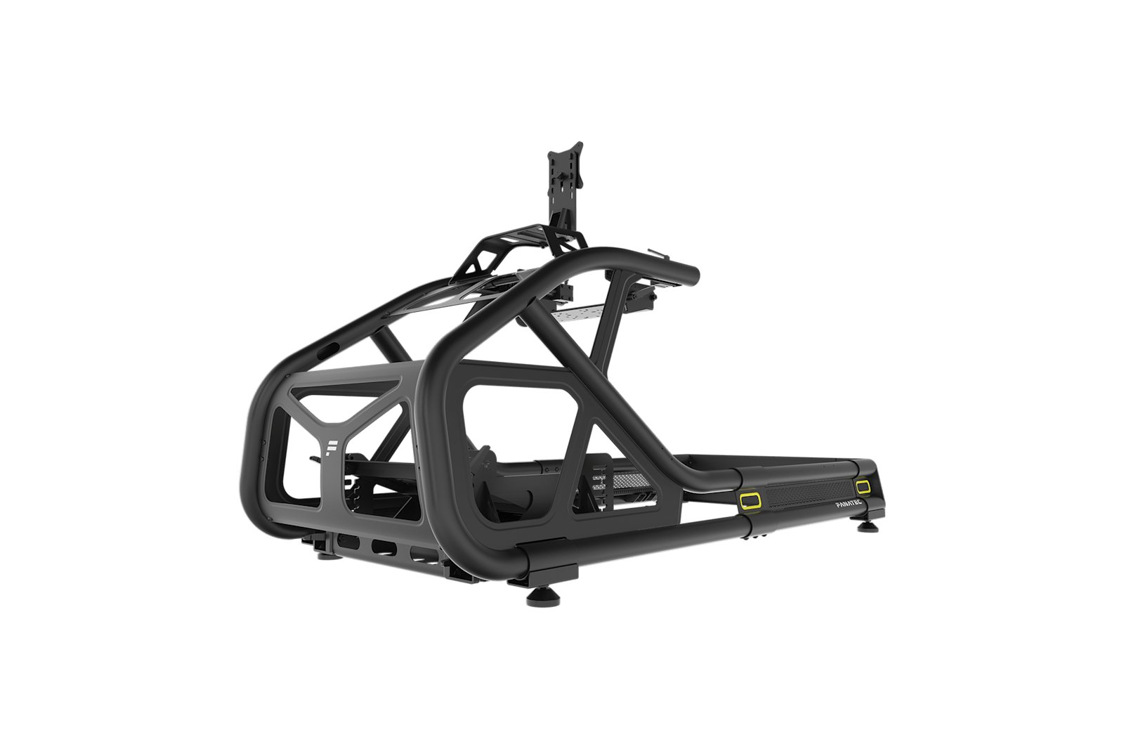 The Fanatec ClubSport GT Cockpit frame in black with its onboard monitor mount