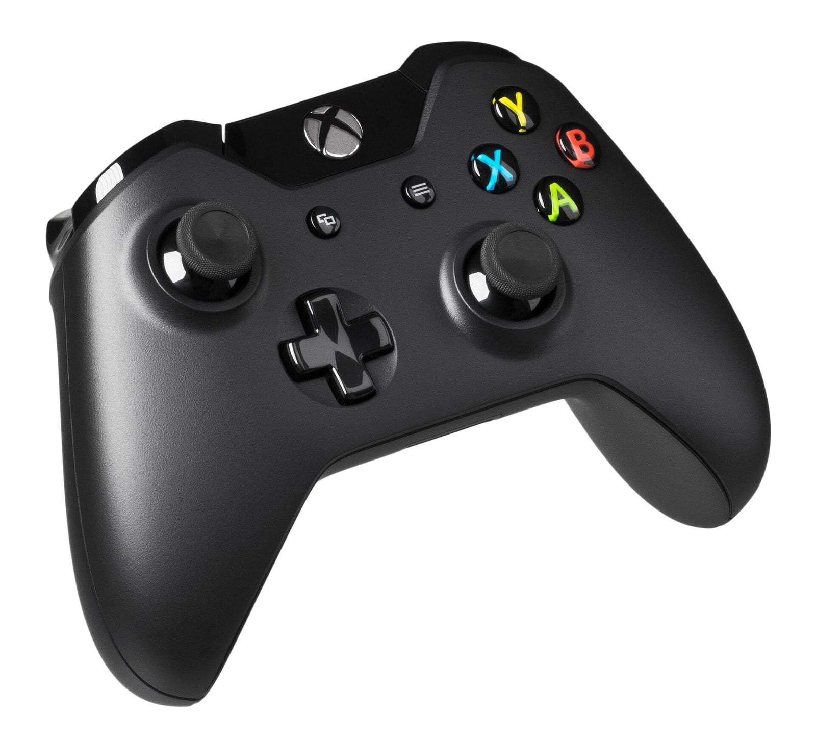 A black Xbox One controller seen from the front