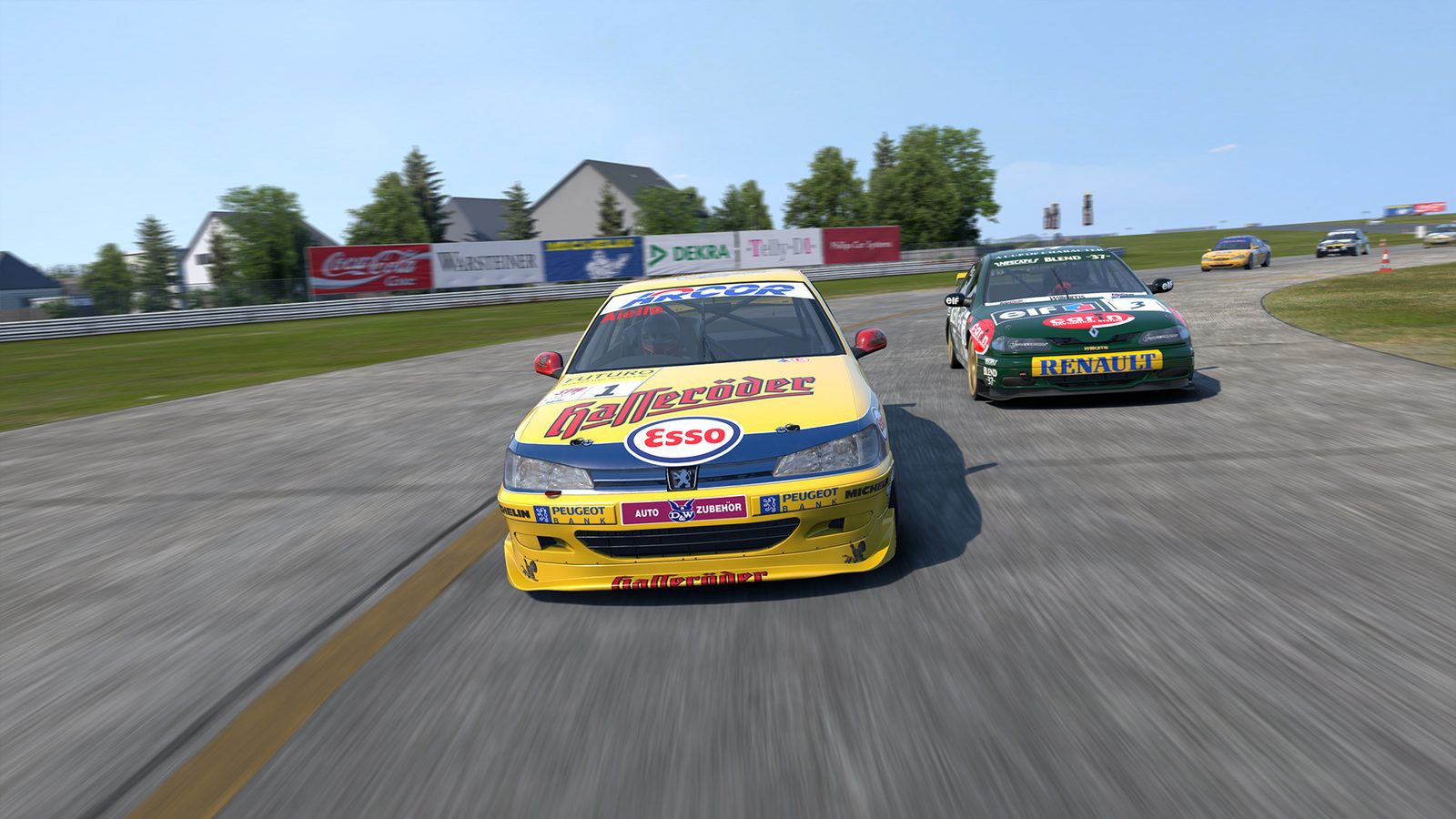 Peugeot 406 Super Touring leading a Renault in RaceRoom's Historic Update 2026