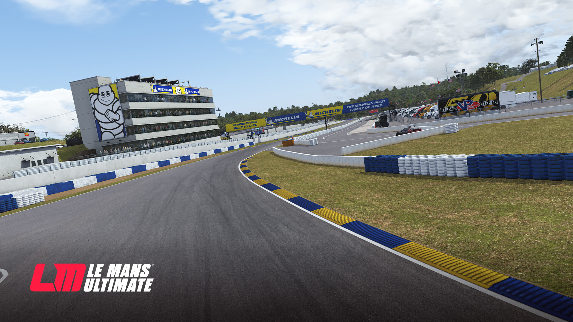 Road Atlanta in Le Mans Ultimate, with the Michelin tower on the left of the track