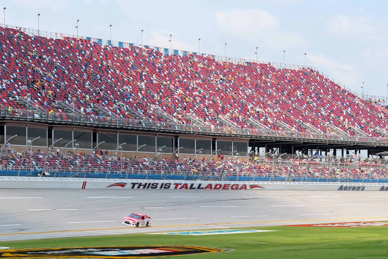 The frontstretch grandstands at Talladega Superspeedway in 2012