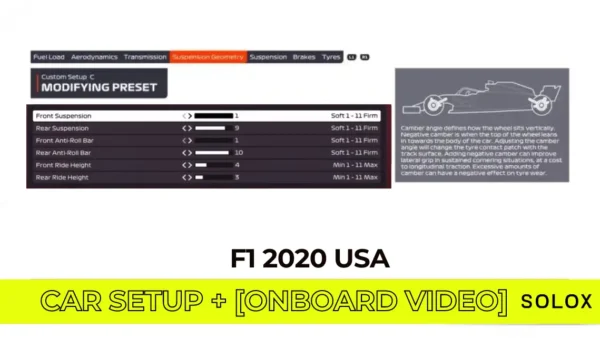 F1 2020 USA Car Setup + [Onboard Video]
