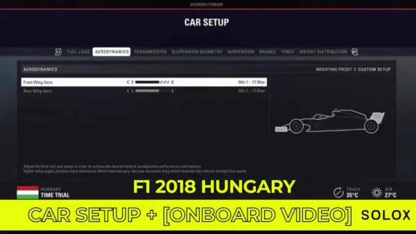 F1 2018 Hungary Car Setup + [Onboard Video]