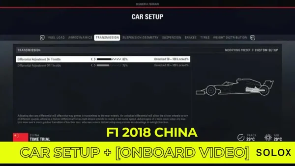 F1 2018 China Car Setup + [Onboard Video]