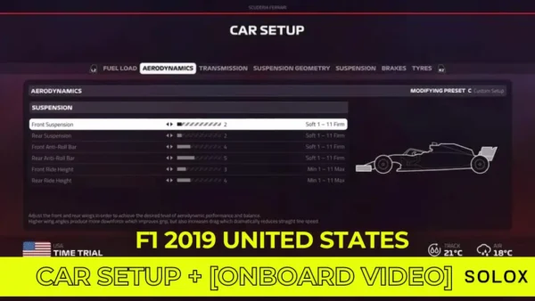 F1 2019 United States Car Setup + [Onboard Video]