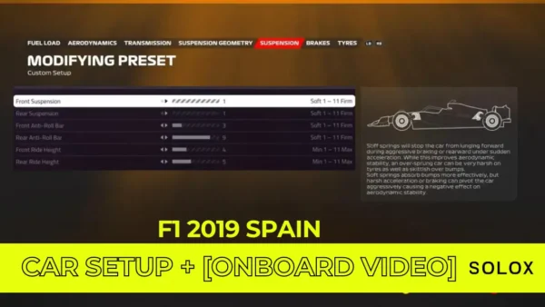 F1 2019 Spain Car Setup + [Onboard Video]