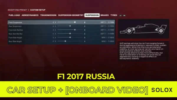 F1 2017 Russia Car Setup + [Onboard Video]