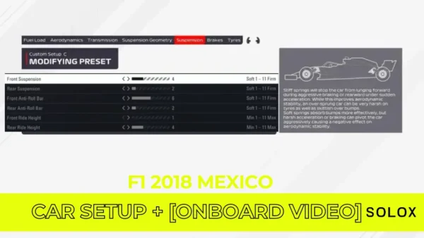 F1 2018 Mexico Car Setup + [Onboard Video]
