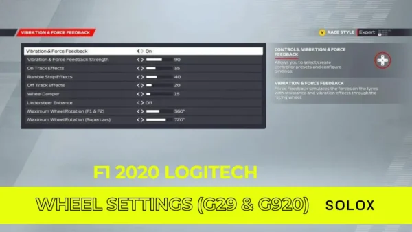 F1 2020 Logitech Wheel Settings (G29 & G920)
