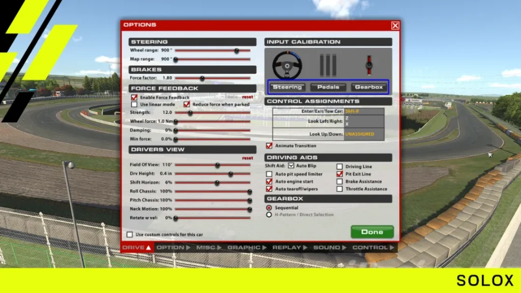 Running Controller Calibration in iRacing